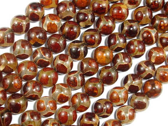 Tibetan Agate Beads, 8mm Round Beads-BeadBasic