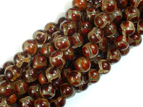 Tibetan Agate Beads, 8mm Round Beads-BeadBasic