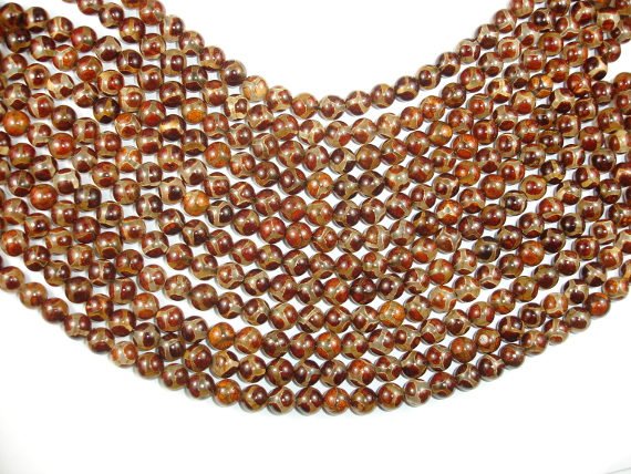 Tibetan Agate Beads, 8mm Round Beads-BeadBasic