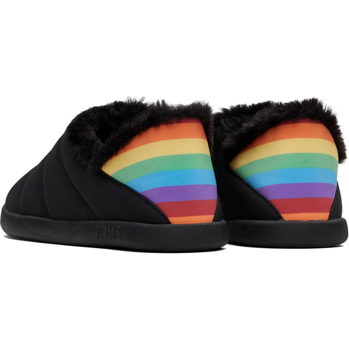 TOMS Ezra Nylon Women's Black Matte woven/Rainbow Slippers