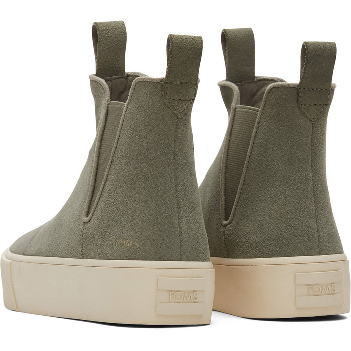 TOMS Fenix Platform Leather Women's Vetiver Flat Chelsea Boots