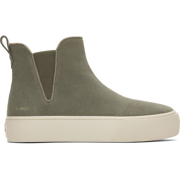 TOMS Fenix Platform Leather Women's Vetiver Flat Chelsea Boots