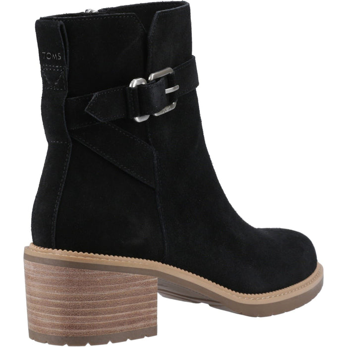 TOMS Hailey Buckle Leather Women's Black Heeled Ankle Boots