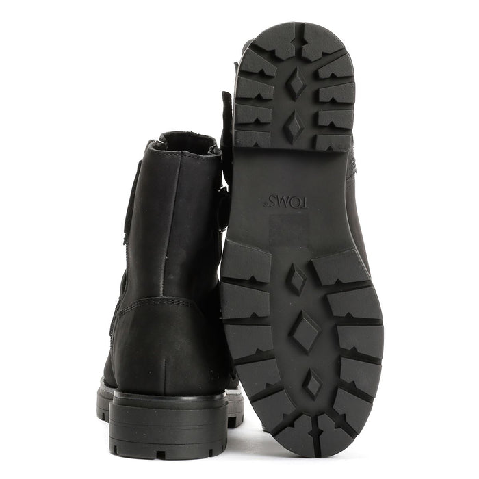 TOMS Ionie Moto Nubuck Leather Women's Black Boots