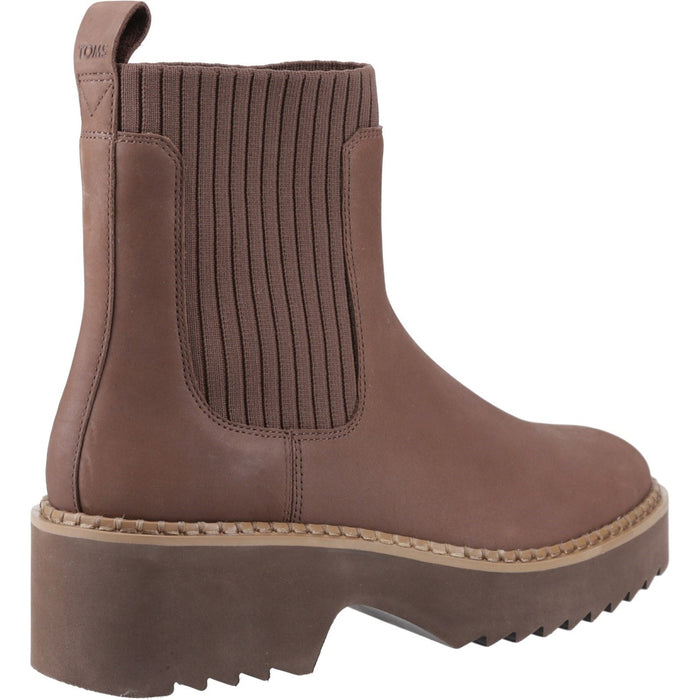 TOMS Millie Leather Women's Oak Brown Heeled Ankle Boots