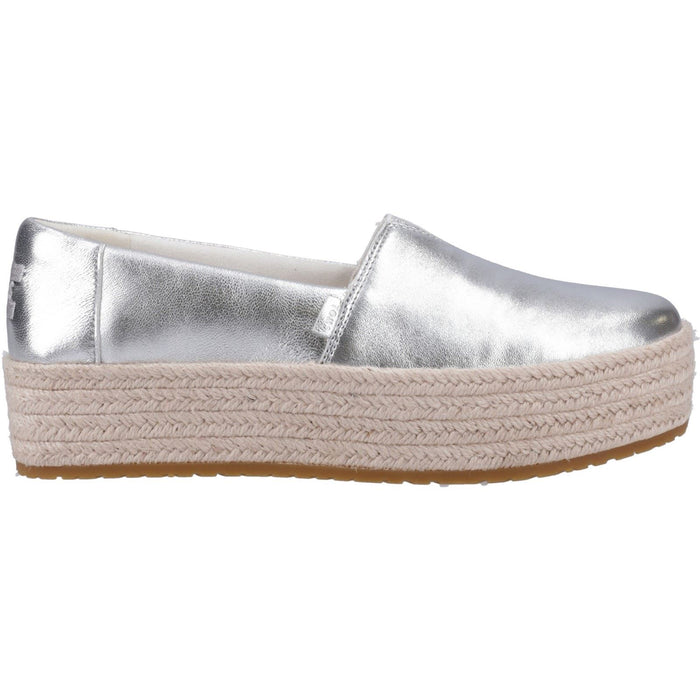 TOMS Valencia Leather Women's Silver Espadrilles