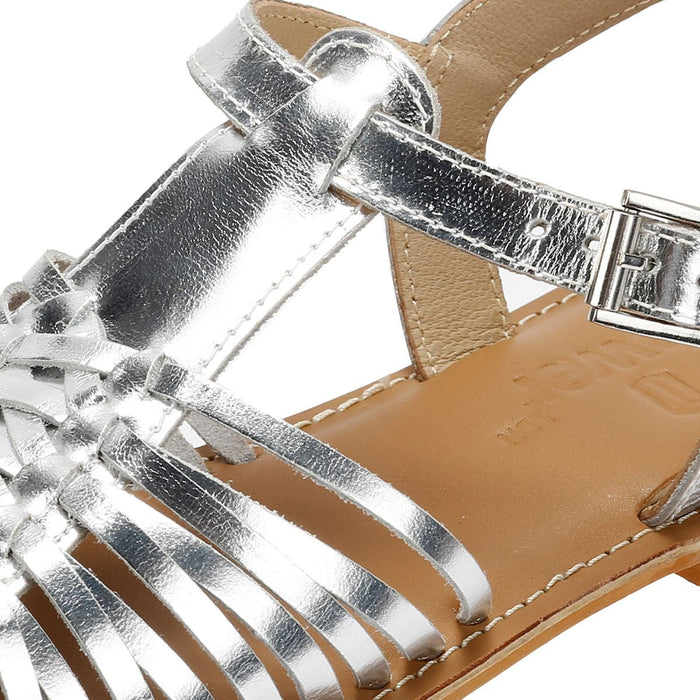 Tower London Hurache Leather Women's Silver Sandals
