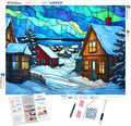 Traditional Scandinavian Village Stained Glass