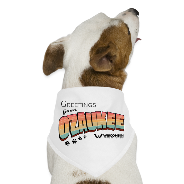 WHS "Greetings from Ozaukee" Dog Bandana - white