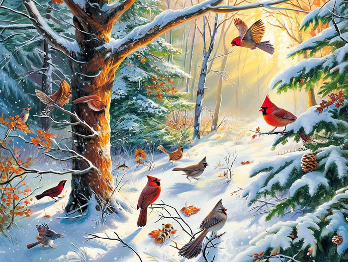 Winter Wildlife in a Snowy Forest