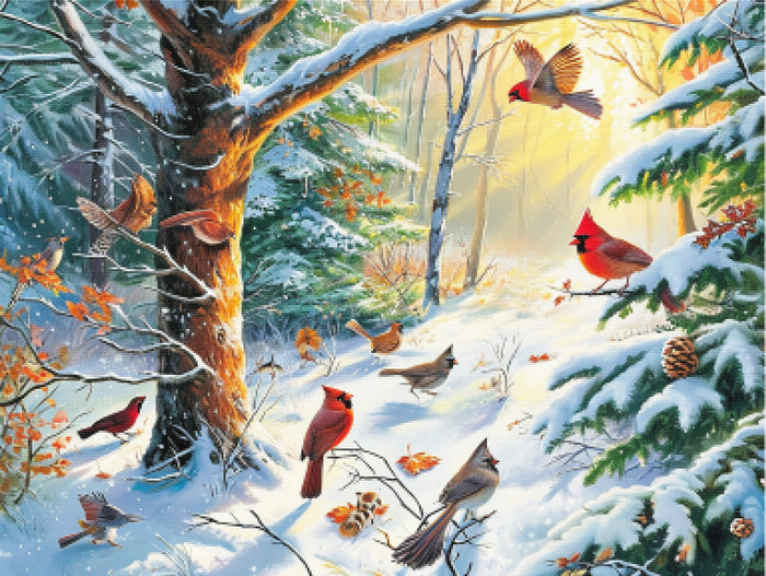 Winter Wildlife in a Snowy Forest
