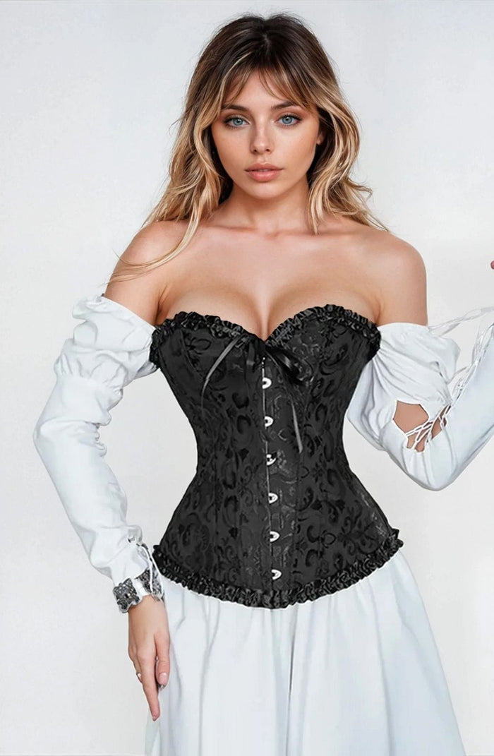 YesX YX886 Stunning Black Borcade Corset Up to 5XL