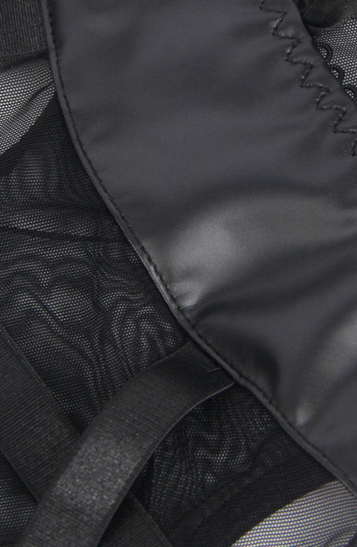YesX YX890 Black Faux Leather Look & Mesh