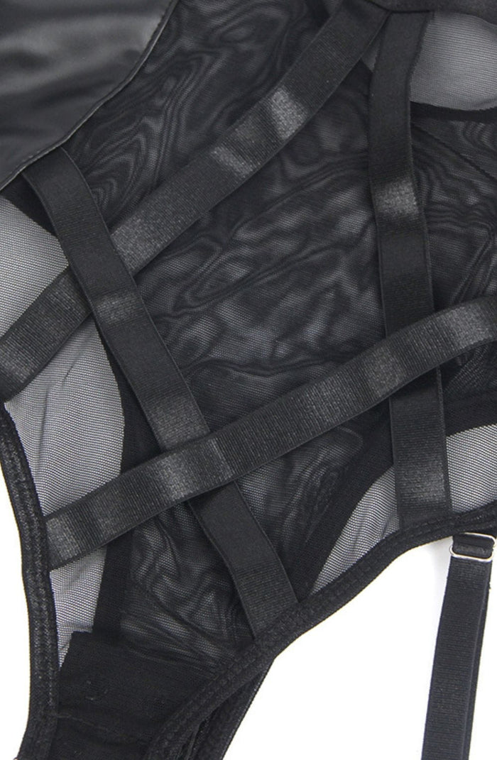 YesX YX890 Black Faux Leather Look & Mesh